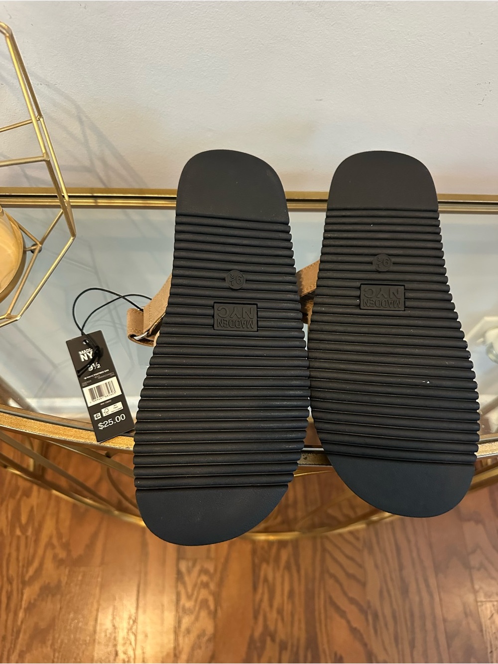 Madden NYC Women’s Tan Suede Slide Sandals with Cutout Strap - Picture 2 of 2